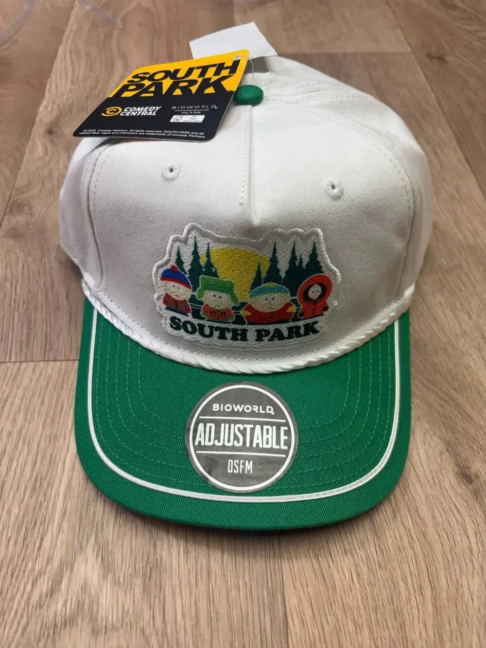 NWT Bioworld South Park Characters Retro Snapback Hat White Green Cap
